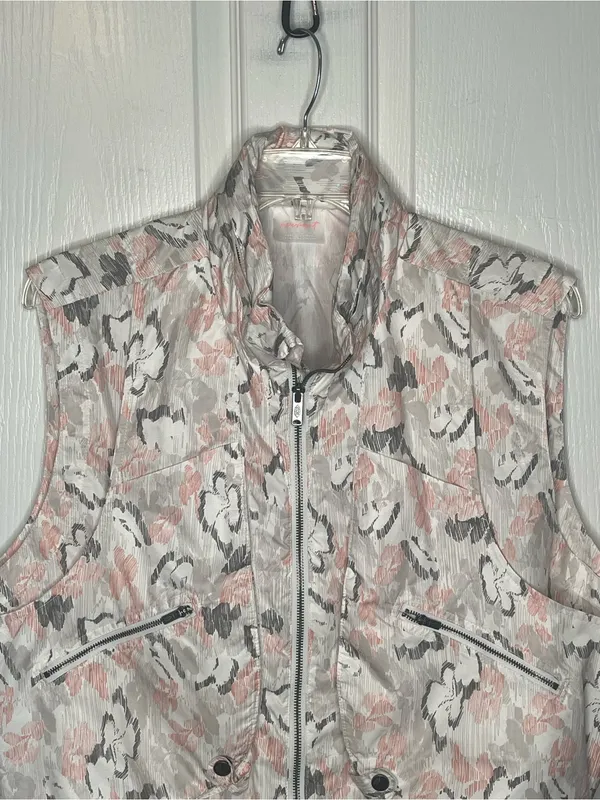 Free People Movement Off The Grid Sz L Utility Vest Ivory Floral Hooded NWT - Image 3