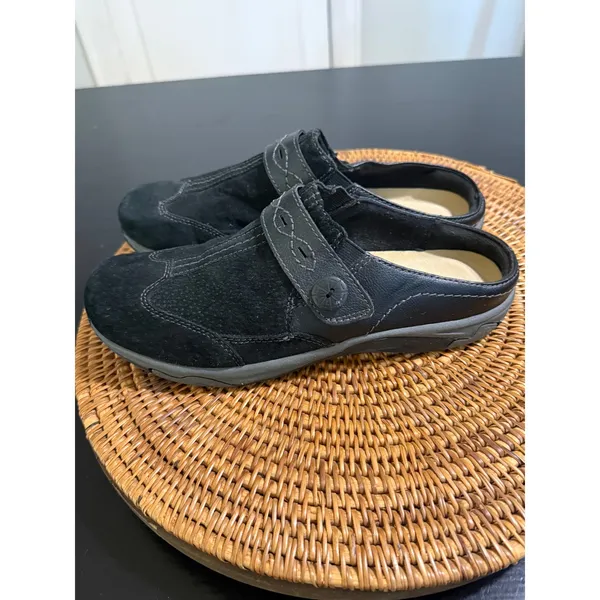 Earth Spirit Womens Gelron Cushion Black Suede Leather Mules Clogs Size 9.5 - Image 3