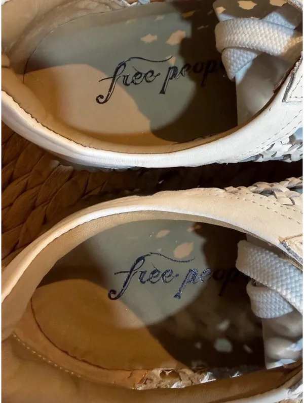 Free People Wimberly White Woven Sneakers with Gum Sole New w/ Box 8.5 - Image 5