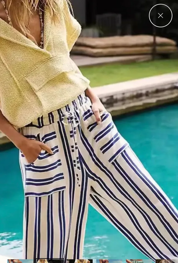 Free-Est Free People Wide Leg Linen Blend Pull On Pants - Image 5