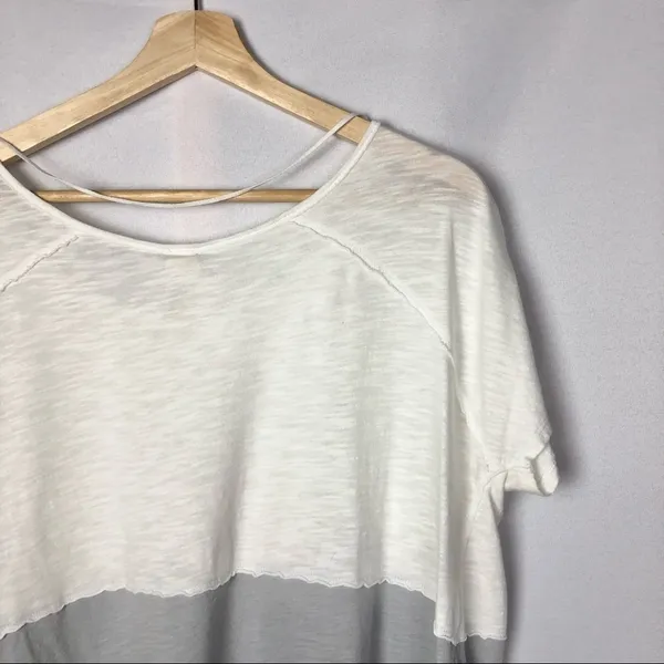 Free People We the Free Gray & Ivory Midnight Colorblock High‎ Low T-Shirt XS - Image 7