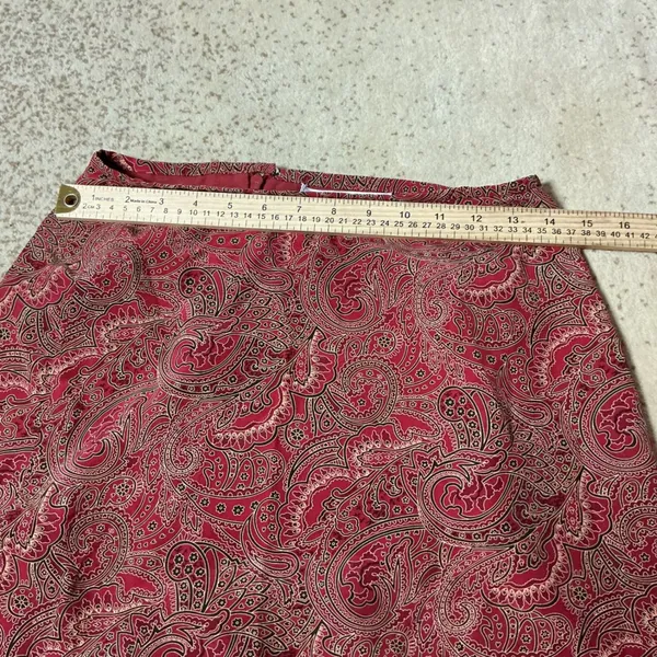 Josephine Chaus Bohemian Red‎ Paisley 100% Silk Maxi Skirt Sz 4 Vintage Style - Image 5