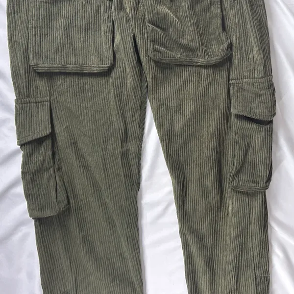 mnml Olive Corduroy Snap II Cargo Pants Men's Medium Green - Image 4