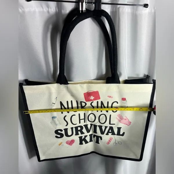 Source Unknown Nursing School Survival Kit Canvas Tote Bag NWT Reusable Multiple Use Tote - Image 5
