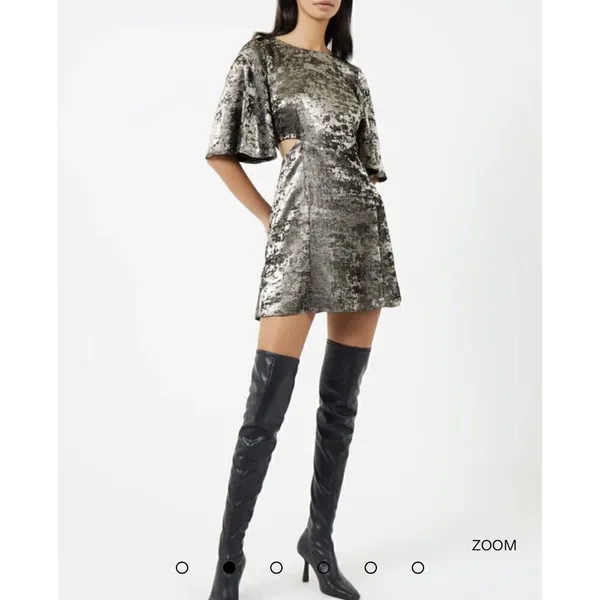 NEW FRENCH CONNECTION Alara Metallic cut out mini dress XSMALL Womens Night Out - Image 4