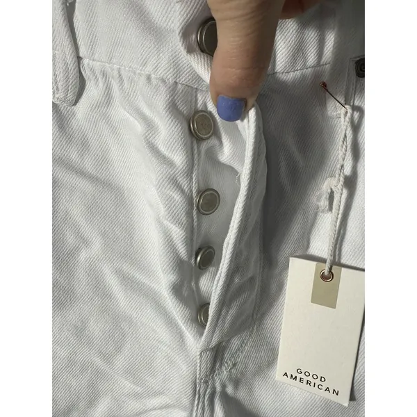 NWT Good American Size 10‎ White Good Boy Button Fly Cropped Jeans Altered #J9-5 - Image 5