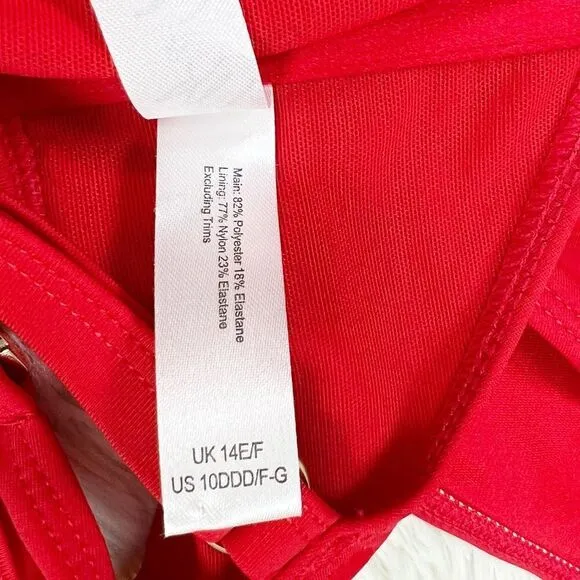 Wolf & Whistle ASOS Fuller Bust Red Rhinestone Bikini Size‎ 8-10 DDD - Image 5