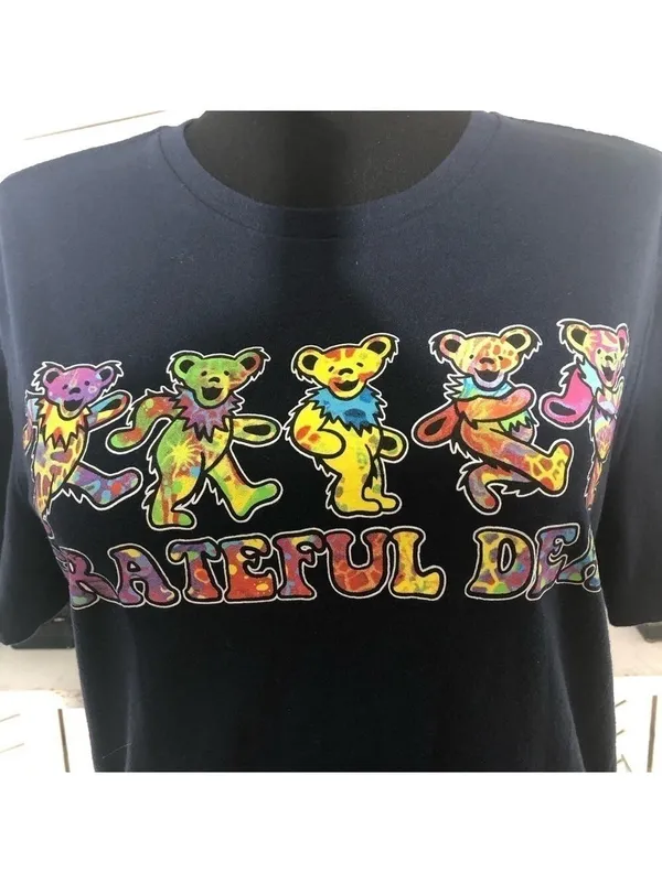 Grateful Dead dancing bears T-shirt music concert band grunge 70s nostalgia rock - Image 3