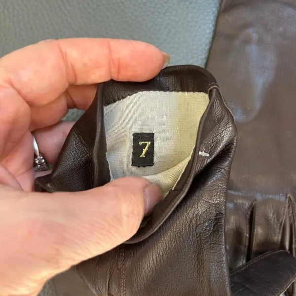 Vtg Kislav Glacé Sz 7 Brown Leather Gloves France - Image 3