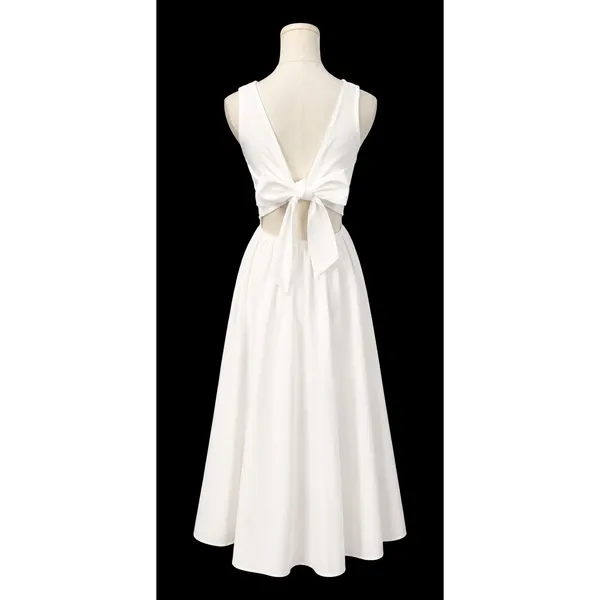 New! Petal & Pup Lillie Maxi Dress White Open Back Tie Smocked Midi Dress Small - Image 5