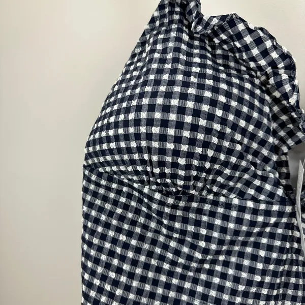 J.Crew Ruffle V Neck One Piece Gingham Swimsuit Padded Navy Retro US 24 NWT - Image 10