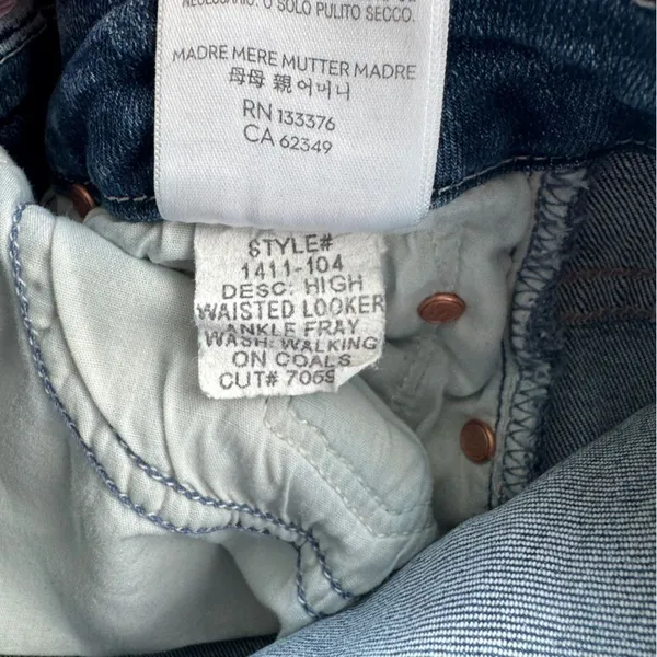 Mother High Waisted Looker Ankle Fray Jeans Walking on Coals Size 24 - Image 10