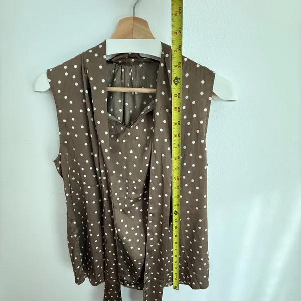 Satin Sleeveless Polka Dot Tie-Neck Top - Image 5