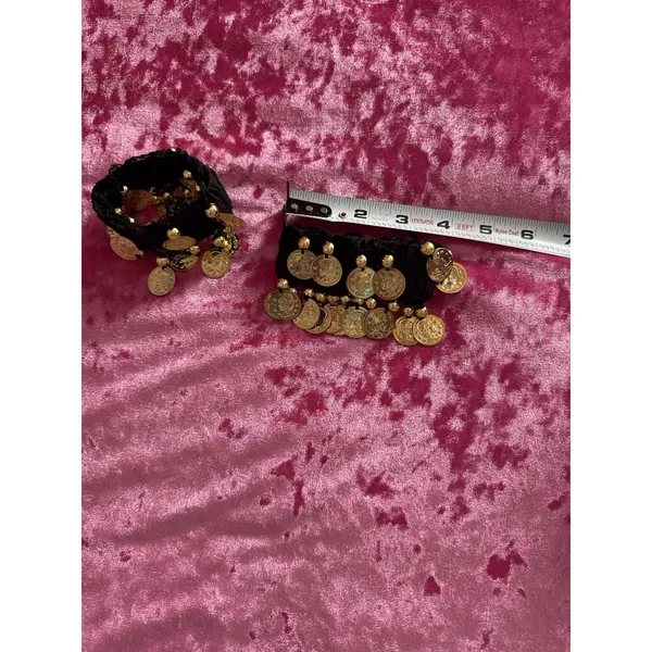 Gypsy Halloween Accessories Belly Dance Costume Hip Scarf Coins Beads Gold - Image 10
