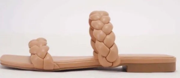 Nude/natural Vegan Leather Braided Straps Sandal - Image 3