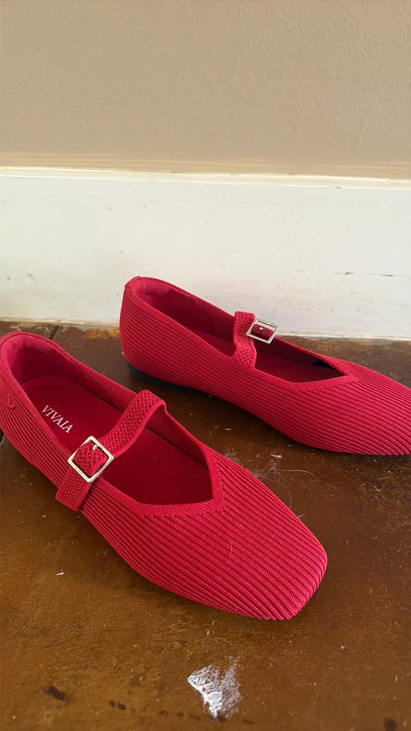 VIVAIA Red Knit Mary Jane Flats – Size 38 - Image 4