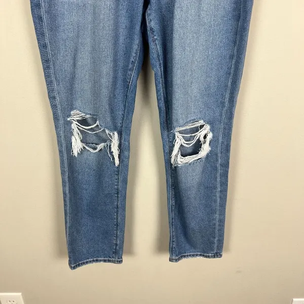 American Eagle Mom Jeans Womens 12 R Distressed‎ Light Blue Denim Casual - Image 7