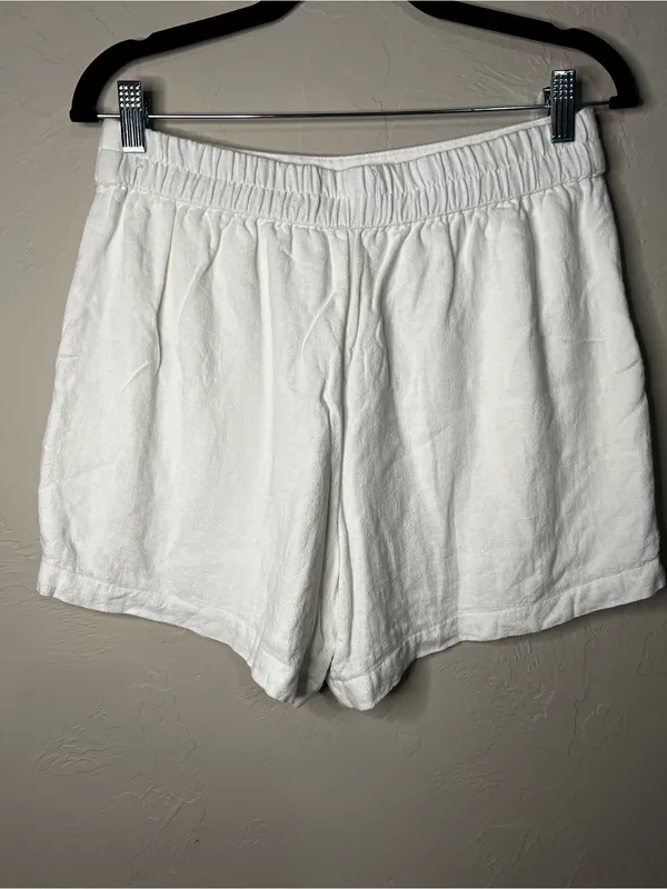 Abercrombie & Fitch White Linen‎ Viscose Pull On Lined Summer Shorts - Image 5