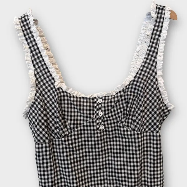NEW Free People Cassie Gingham Ruffle Bodysuit Size Large - Image 8