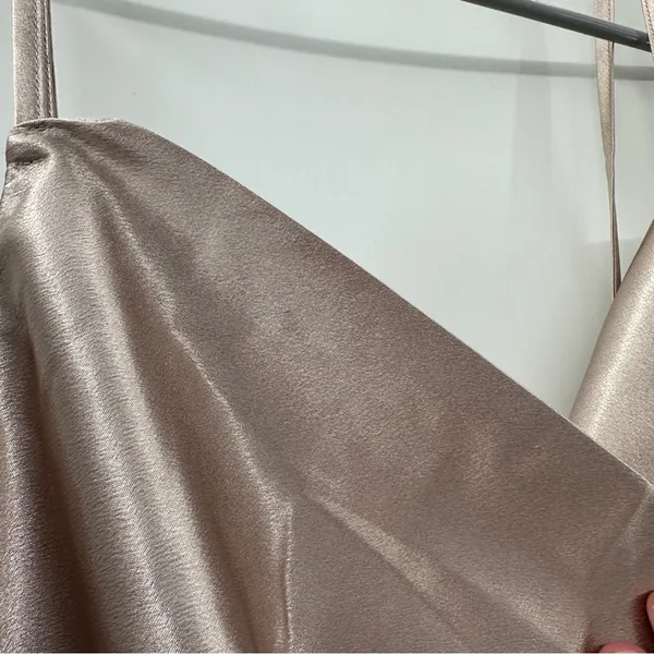 Birdy Grey‎ Lisa Shiny Satin Cowl Neck Sleeveless Midi Dress in Taupe Sz L NEW - Image 11