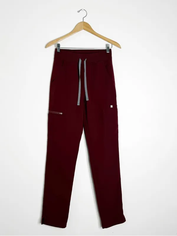 FIGS Yola High Waisted Scrub Pants Burgundy XS Tall - Image 3