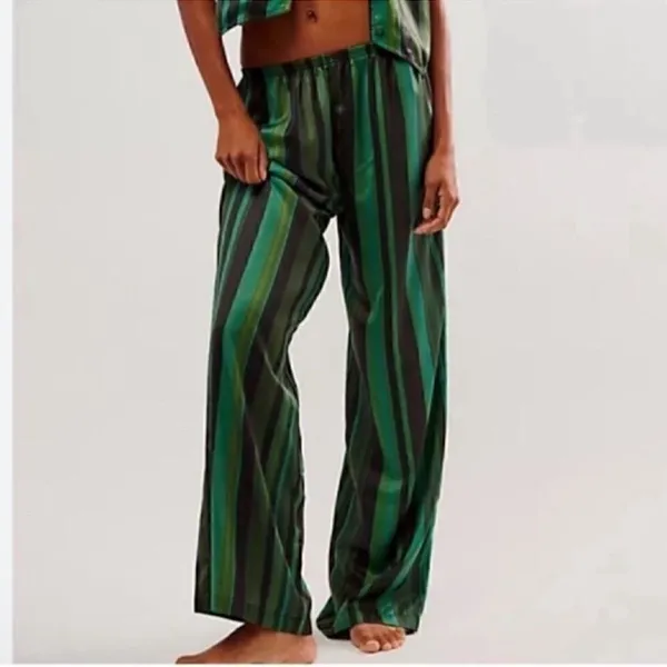 Plush Revolve Striped Green & Black Pants Vest Set(Size Small) - Image 3