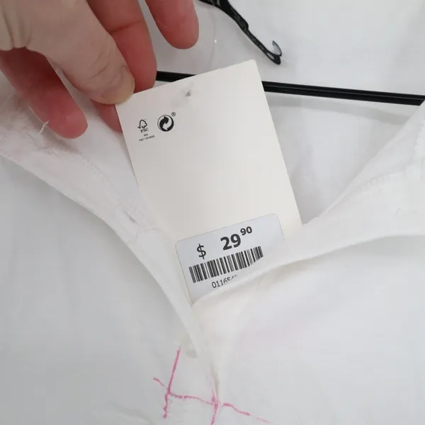 Zara Crop Shirt Womens S White Cotton Ruched Detailing Spread Collar Button Up - Image 5