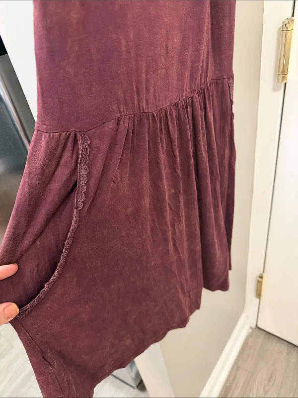 $78 NWOT POL Acid Wash Boho Western Mini Dress S - Image 3