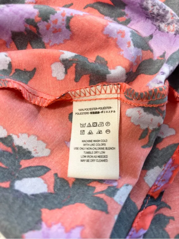 Free‎ People Coral Dress with Purple Floral Print - Image 13