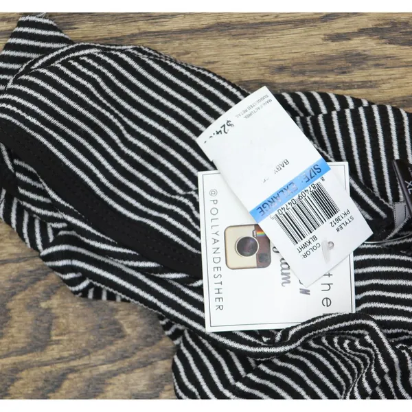 NWT Polly & Esther Striped Scoop-Neck Skimmer Knit T-Shirt Tee Black / White XL - Image 4