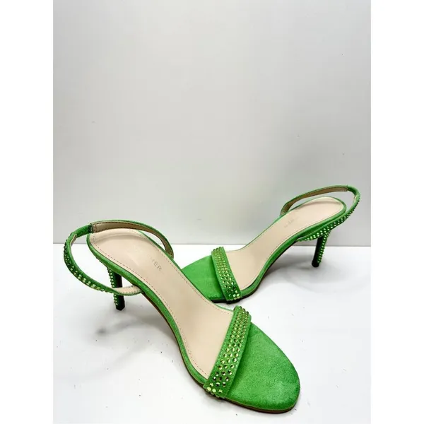 Marc Fisher Sandals Womens 7 Green Betila‎ Slingback Heels Rhinestone Accents - Image 5