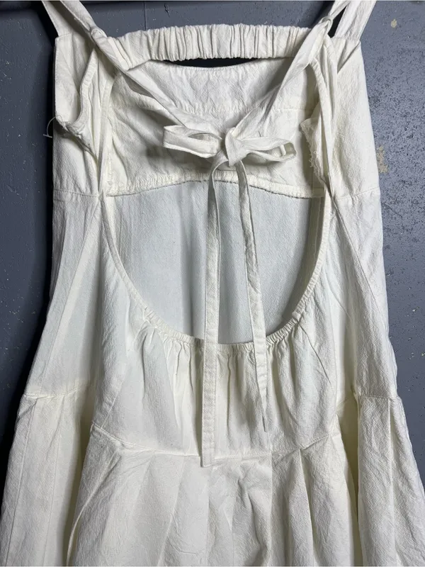 Free People Azasia Minidress in Ivory. Size Large Cotton, dropped waist - Image 10