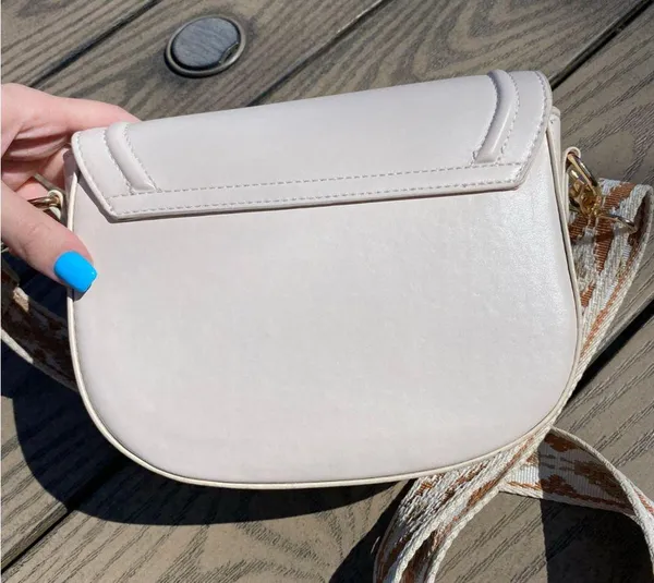 Light pink boho western saddle bag crossbody thick strap purse - Image 10