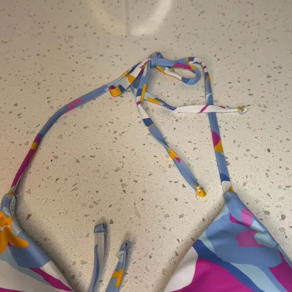 Roxy Womens Multicolor Abstract‎ Geometric Triangle Halter Bikini Top Small S - Image 3