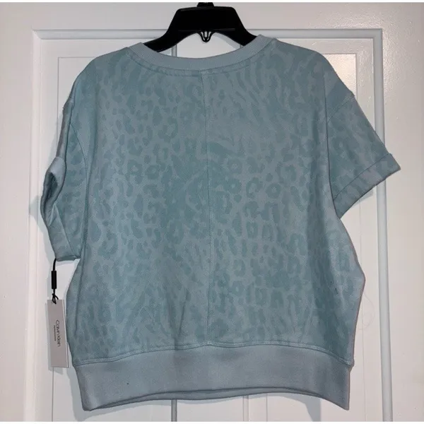 Calvin Klein Performance Aqua Blue Logo Cropped Short Sleeve Top Size Medium NWT - Image 2
