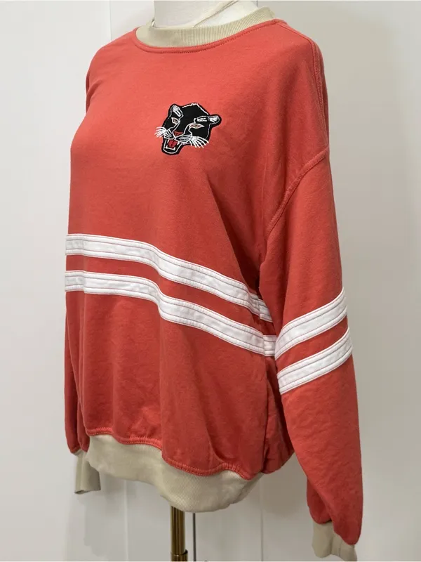 Anthropologie Pilcro Pep Rally Oversized Crewneck Sweatshirt XS Red Panther - Image 8