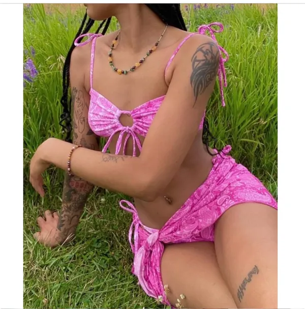 Tiger Mist Pink Paisley 3 Piece Bikini Set - Image 10