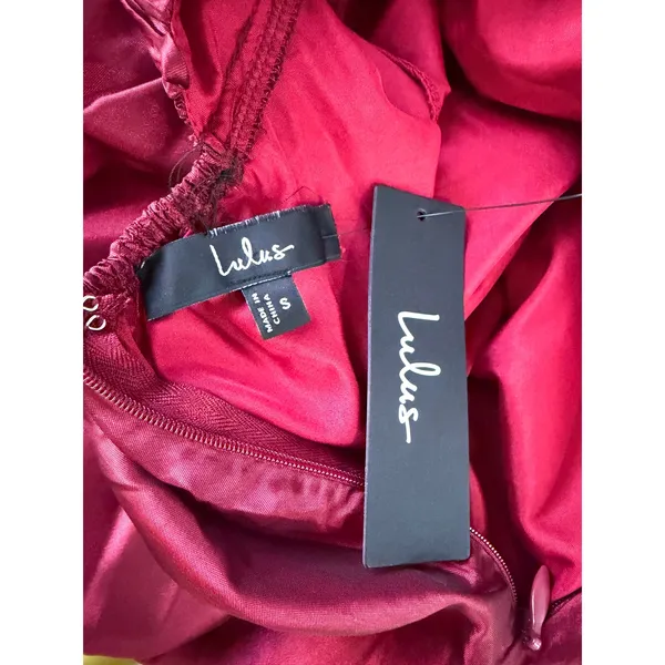 Lulus Poised Passion Wine Red Taffeta Pleated Ruffled Midi Dress - Image 11