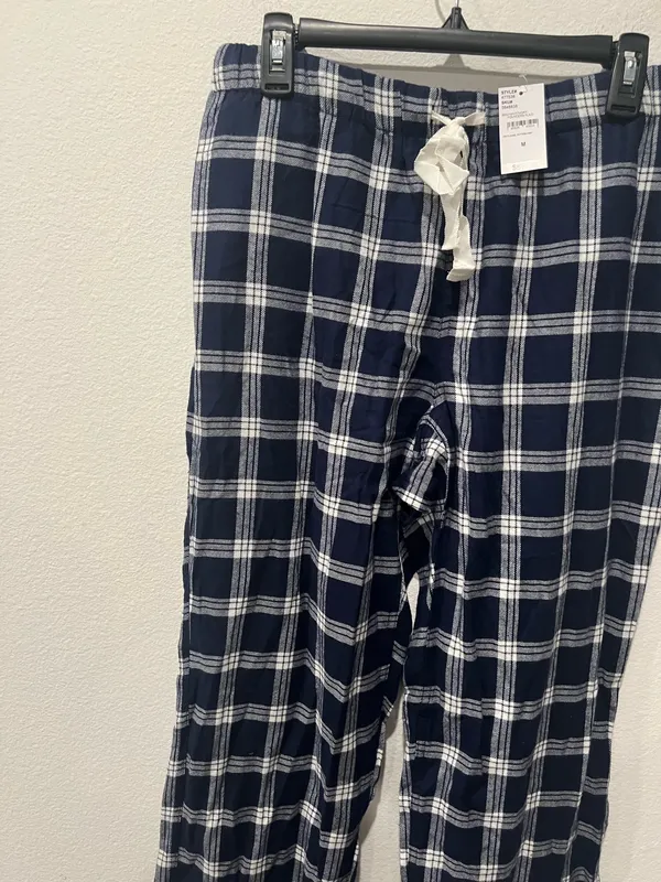 Lands End Navy and White Plaid PJ Pants - Image 2