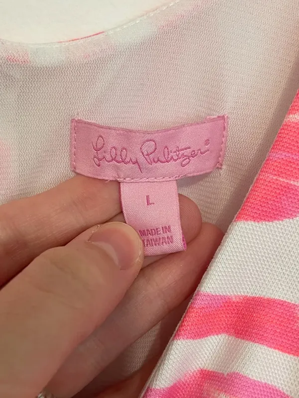 LILLY PULITZER Callie Shift Dress Pink Sun Ray Shimmy Shimmy Neon Seashell Large - Image 5