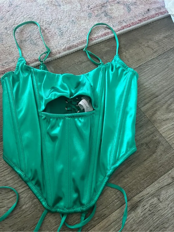 Out from under sweet talk Satin Teal Strappy Bodysuit - Image 4