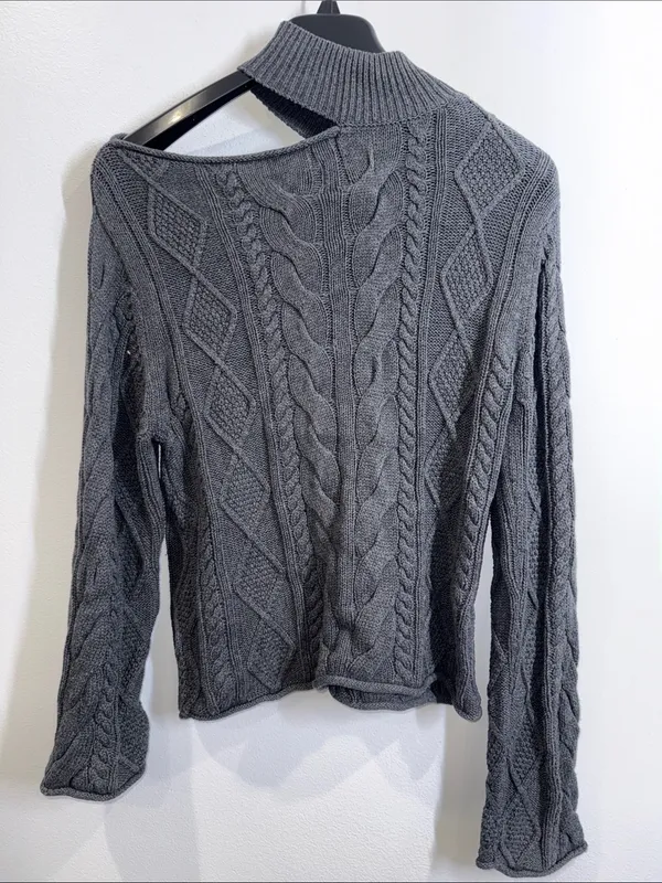 RtA Zane asymmetrical cable knit sweater size small - Image 6