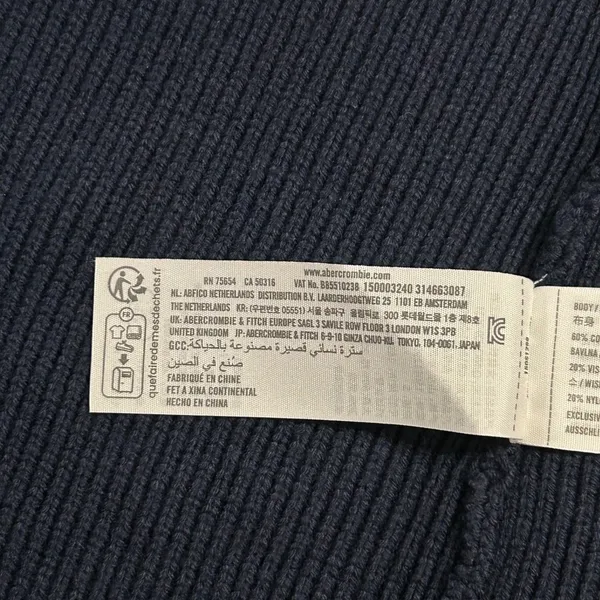 Abercrombie & Fitch Navy Blue Ribbed Knit Button Front Sweater Vest Gold Buttons - Image 7