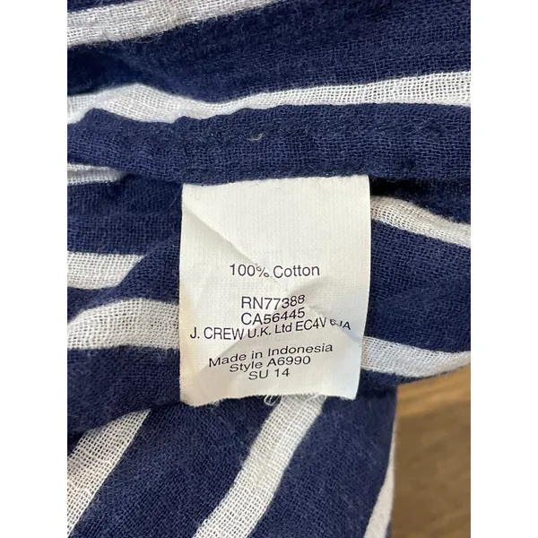 J.Crew Navy & White Striped Wide‑Leg Cotton Pants with Drawstring Waist Size M - Image 9