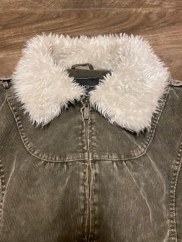 BNCI Olive Green Sherpa Collar Women's Corduroy Jacket Size Medium - Image 8