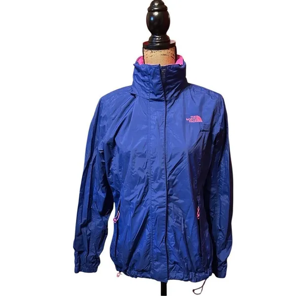 Womens Blue The North Face Lined Hooded Windbreaker Hyvent Jacket Size Medium - Image 2