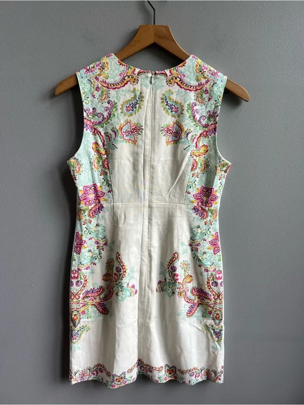 Anthropologie Ciebon White Embroidered V-Neck Shift Dress Floral Sleeveless XS - Image 7