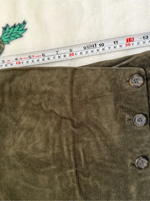 Love Tree Small Olive Green Corduroy Wrap Mini Skort Button Front Y2K Boho Fall - Image 8