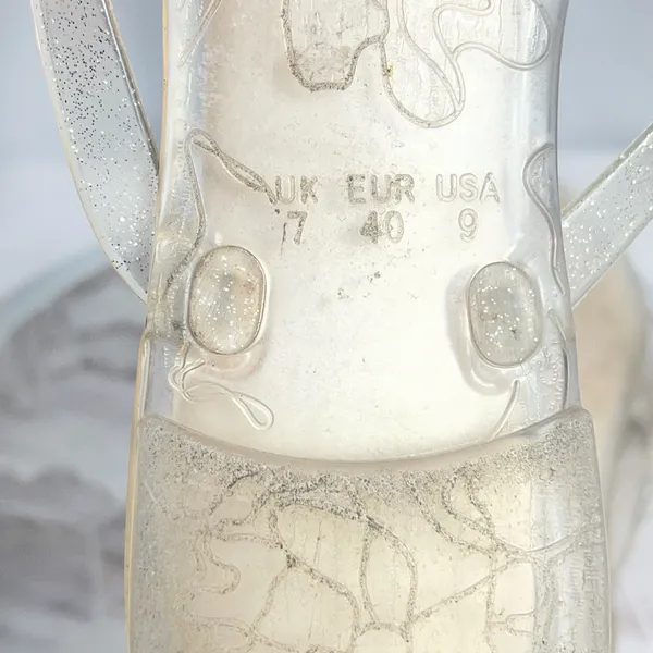 Clear Jelly Thong Sandals Gold Studs Glitter Strap Women’s Size 9 - Image 4