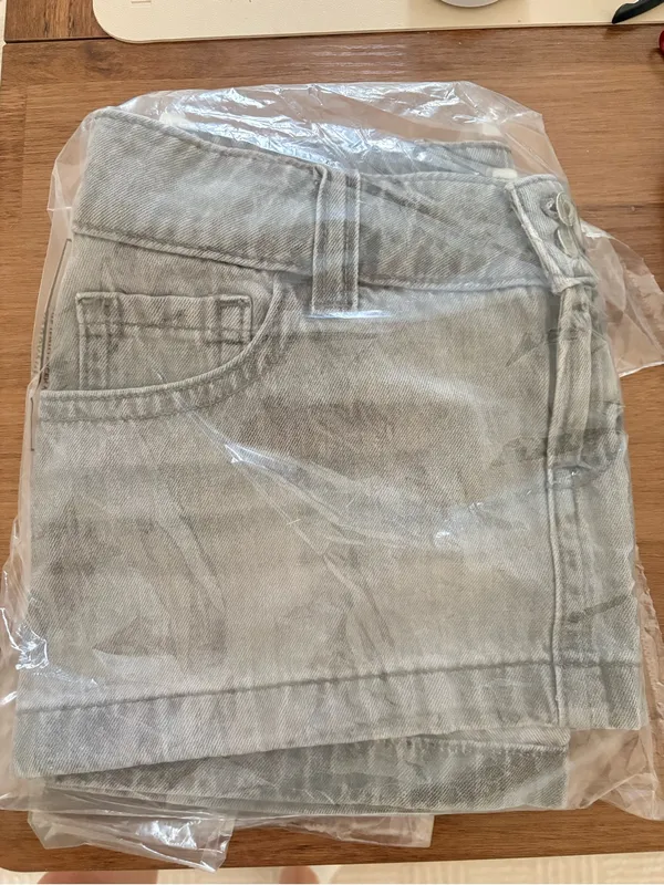 Hollister Ultra Low-Rise Denim Micro Mini Skort - Light Gray - Image 5